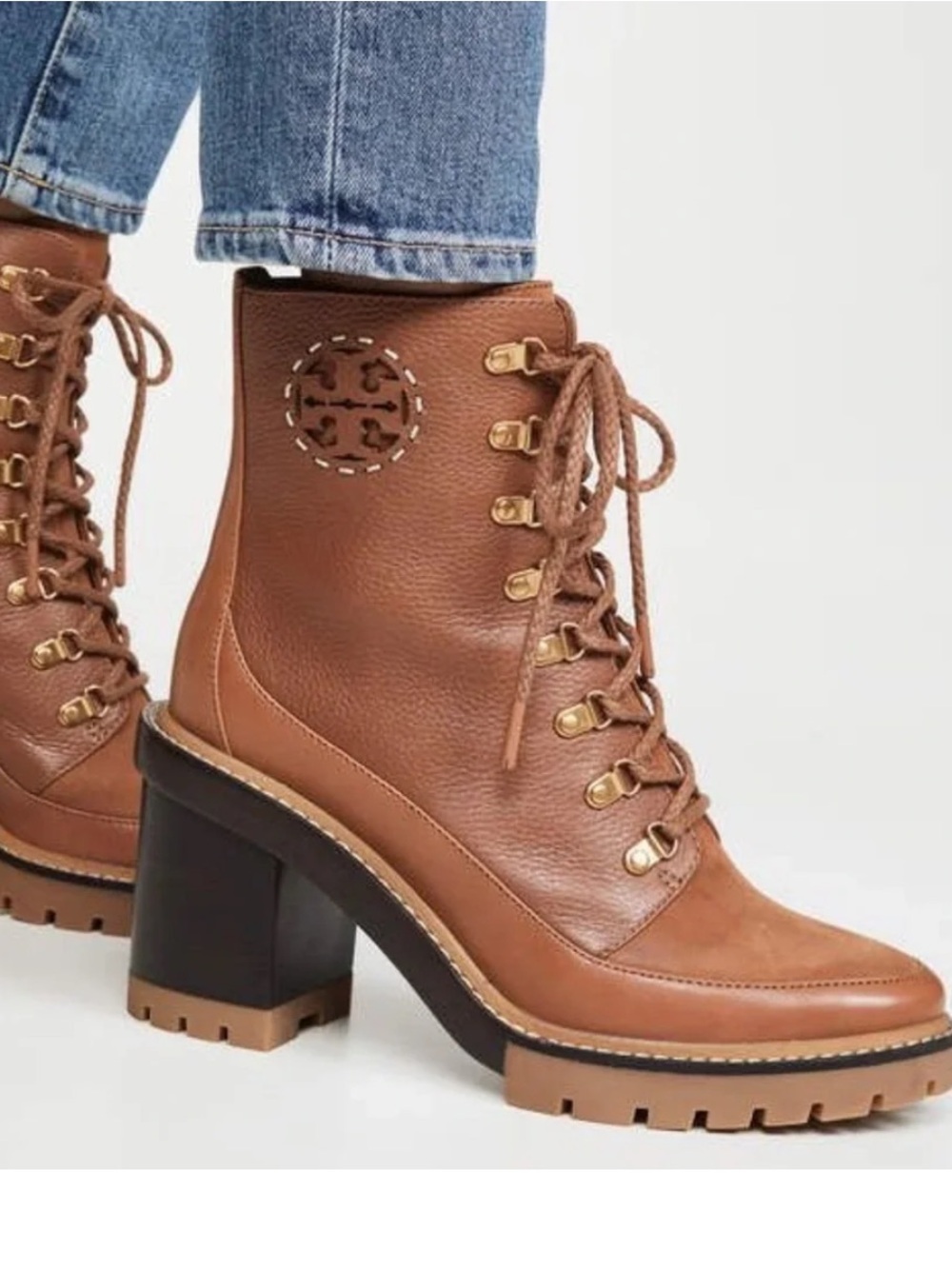 TORY BURCH MILLER LUG SOLE BOOTIE 95MM in TOASTED CARAMEL